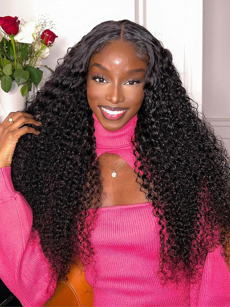 Simidola Pre-bleached 7x5 Pre-cut Pre-plucked Kinky Curly Hair Wear Go Glueless Wig With Drawstring