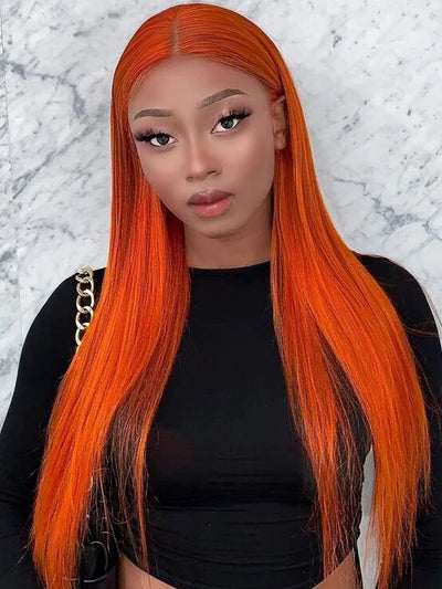 Simidola Pumpkin Orange Straight Hair Lace Front Wig