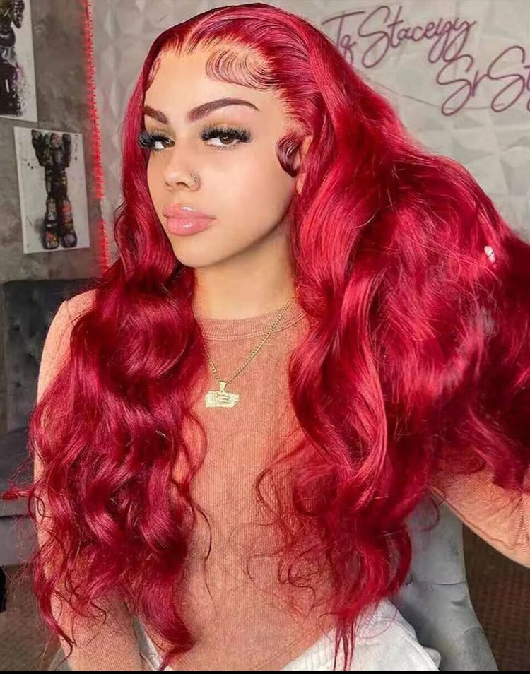 Simidola Red Color 4x4/13x4 Body Wave Hair Lace Front Wigs