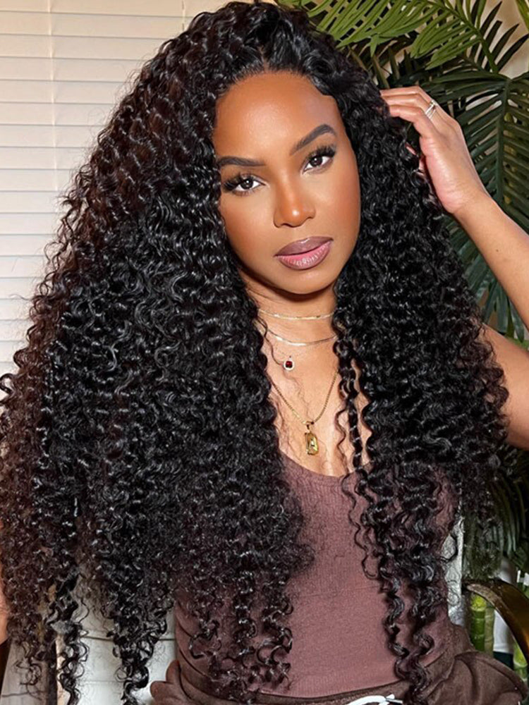Simidola Pre-Bleached Knots Kinky Curly 13x4 13x6 HD Lace  Human Hair Wear Go Glueless Wig With Elastic Drawstring