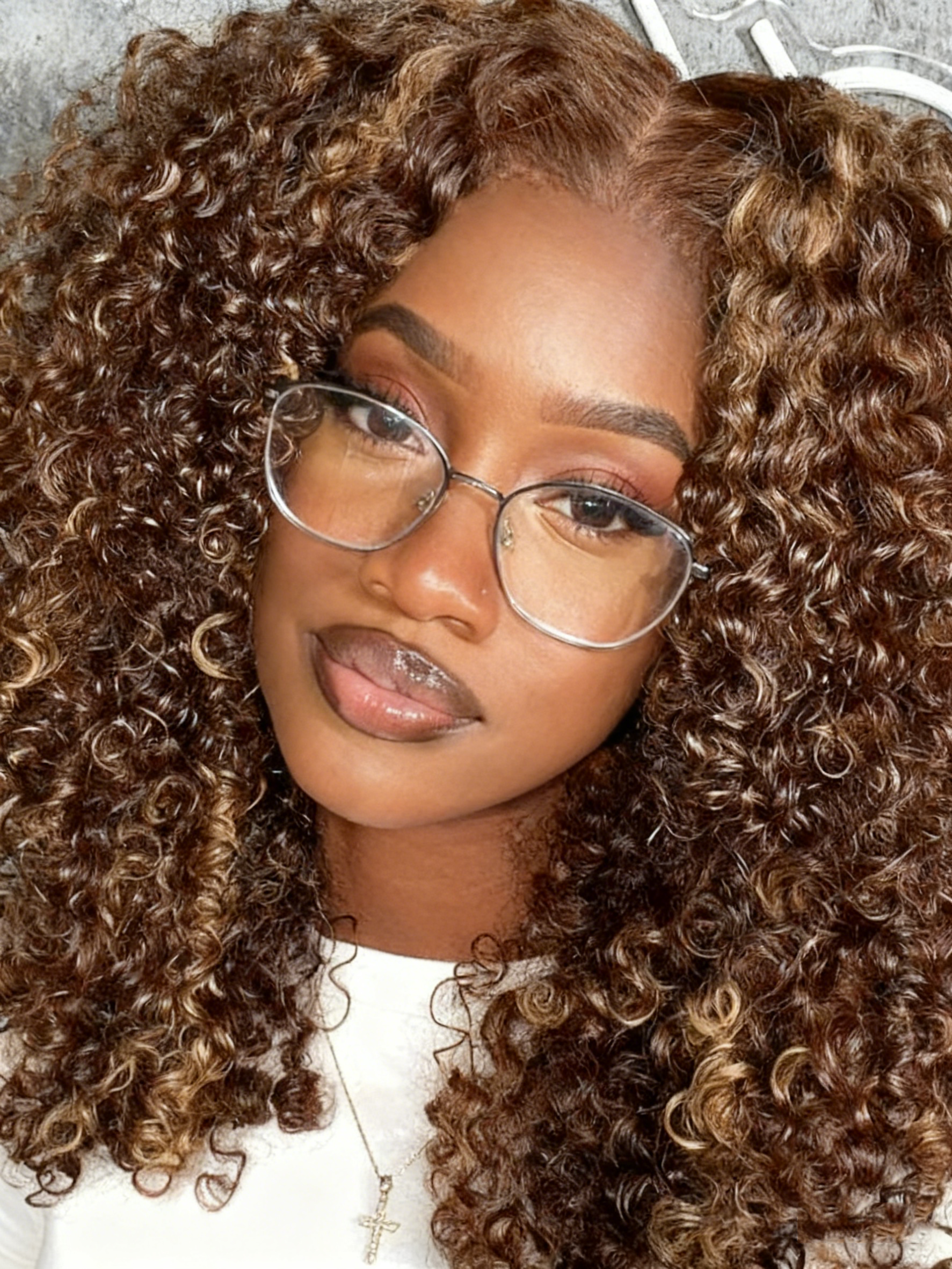Pre-Plucked | Simidola Highlight Brown Wear Go 4x6 Lace Kinky Curly Bob Wig