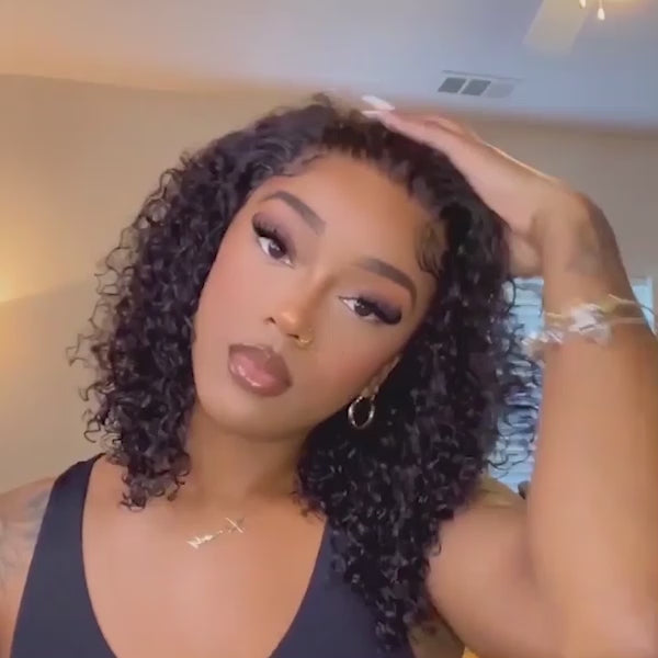 Simidola 4x4 Transparent Lace Deep Curly Closure Bob Wig | Flash Deal