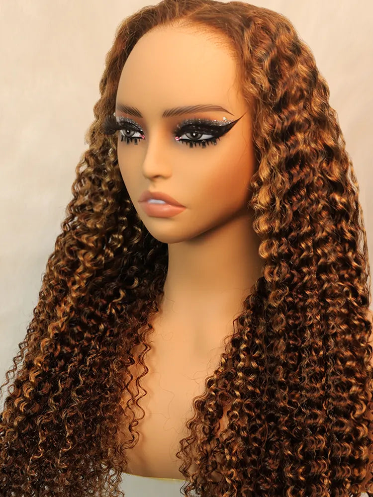 TK@gabbijuless Same 18 Inch Simidola Highlight Brown Wear Go 4x6 Lace Kinky Curly Bob Wig