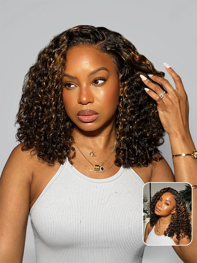 Simidola Balayage Highlight Ombre Brown Water Wave 7x5 Lace Wear Go Glueless Wig