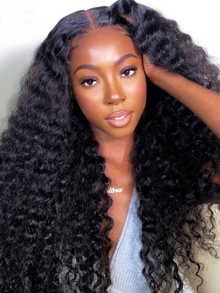 Simidola Pre-bleached 7x5 Pre-cut Pre-plucked Deep Wave Hair Wear Go Glueless Wig With Drawstring
