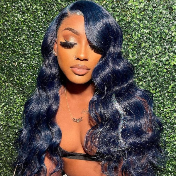 Simidola Dark Silver Blue Body Wave Front Wig