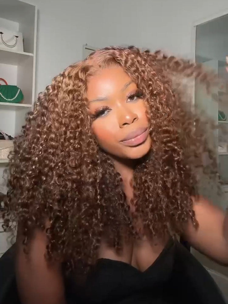 @sena__v Same 18 Inch Highlight Brown Wear Go 4x6 Lace Kinky Curly Wig