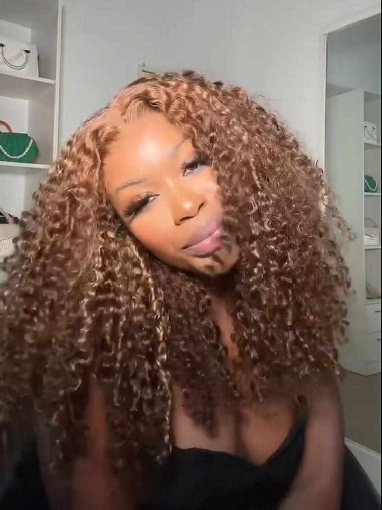 @sena__v Same 18 Inch Highlight Brown Wear Go 4x6 Lace Kinky Curly Wig