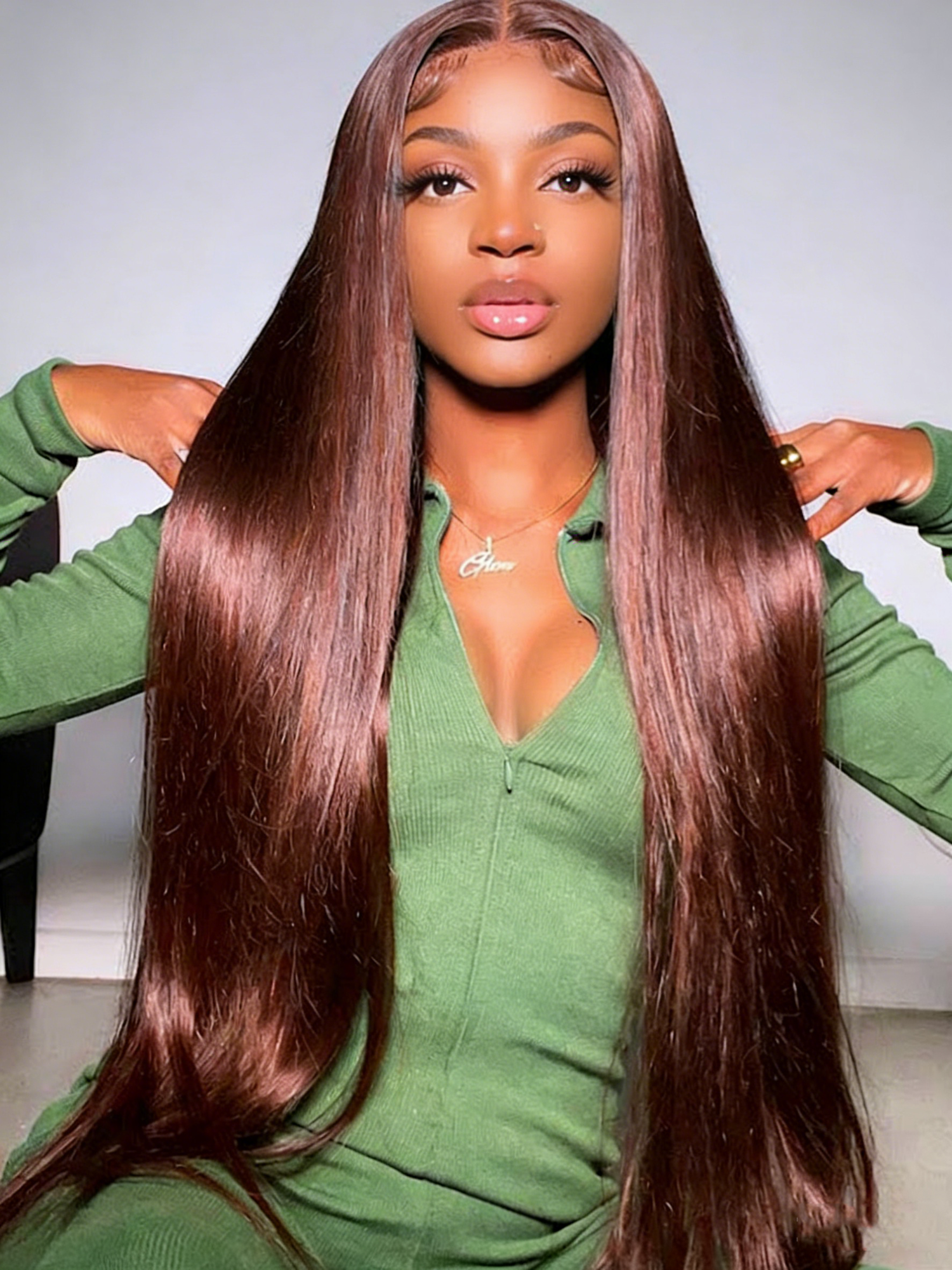 Simidola Reddish Brown 4x4/13x4 Lace Front Straight Hair Wig