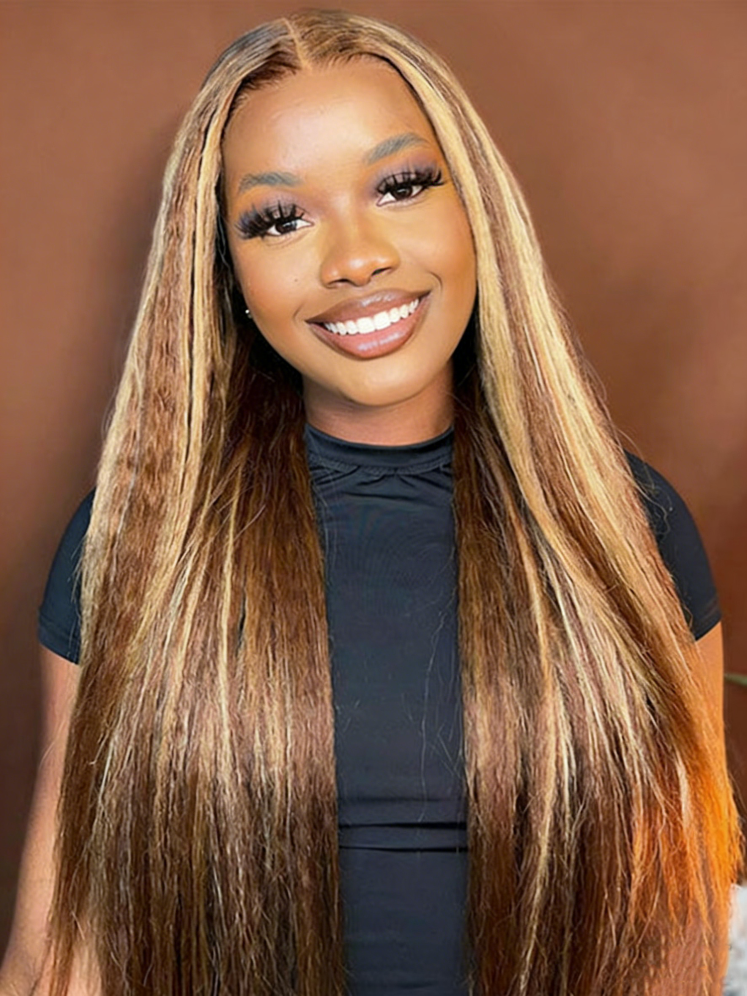 Pre-Plucked | Simidola Highlight Brown Wear Go 4x6 Lace Kinky Straight Wig