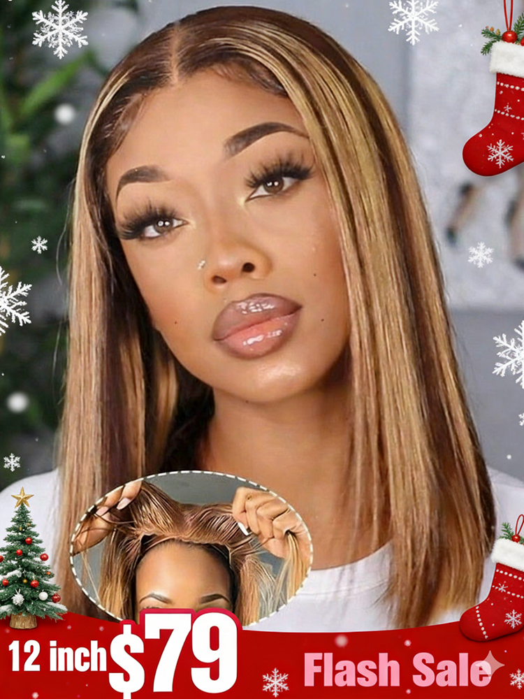 Flash Sale | Simidola Highlight Brown Wear Go 4x6 Lace Straight Hair Bob Wig