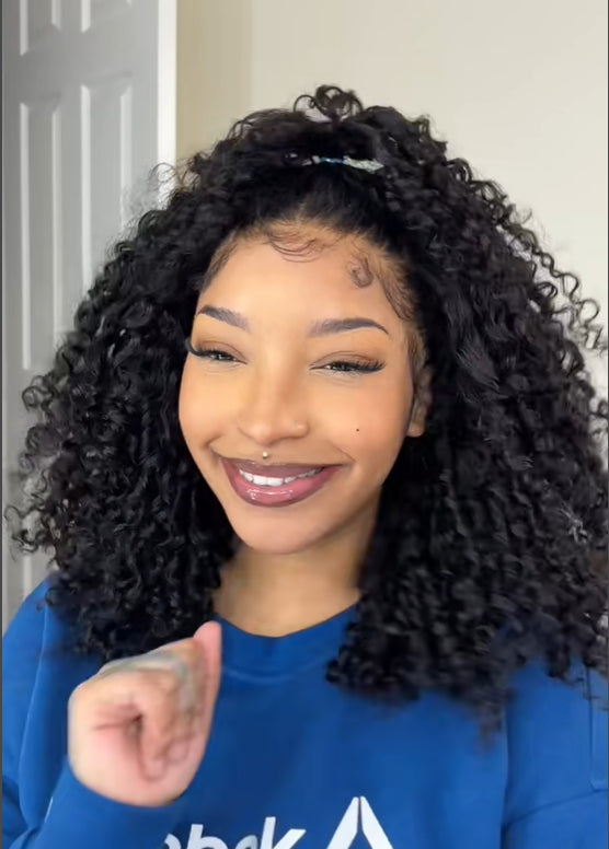 @glambytai Same 18inch Type 4C Kinky Edges Human Hair Wigs Kinky Curly 13x4 Lace Frontal Wig With Realistic Hairline