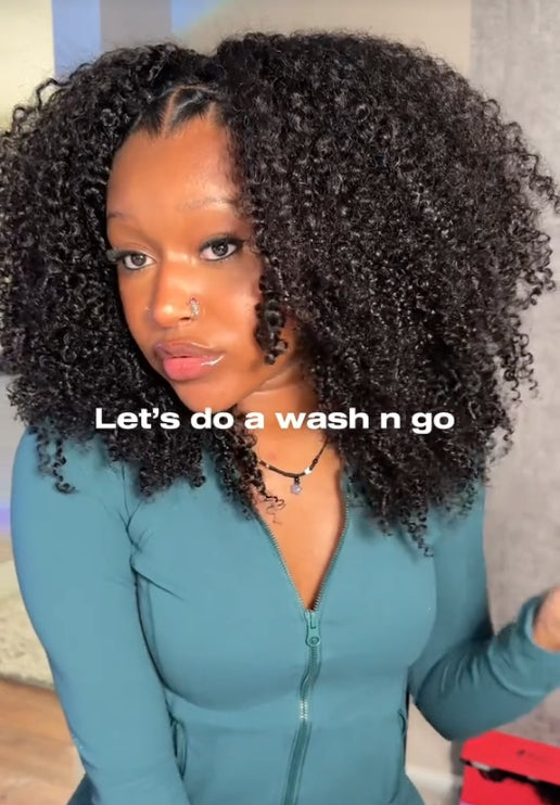 @zakaiyahhh Same 20inch Simidola Glueless Afro Curly 3 In 1 Half Wig Drawstring Band Wear Go Wig Invisible Hairline