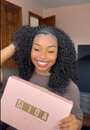 @melanin.monroeee1 Same 20inch Glueless Kinky Curly 3 In 1 Half Wig Drawstring Band Wear Go Wig Invisible Hairline
