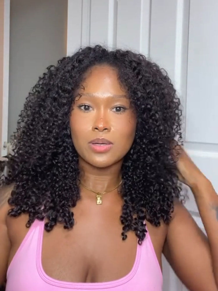 @chrissytooreal Same 20inch Kinky Curly 3 In 1 Half Wig Drawstring Band Wear Go Wig