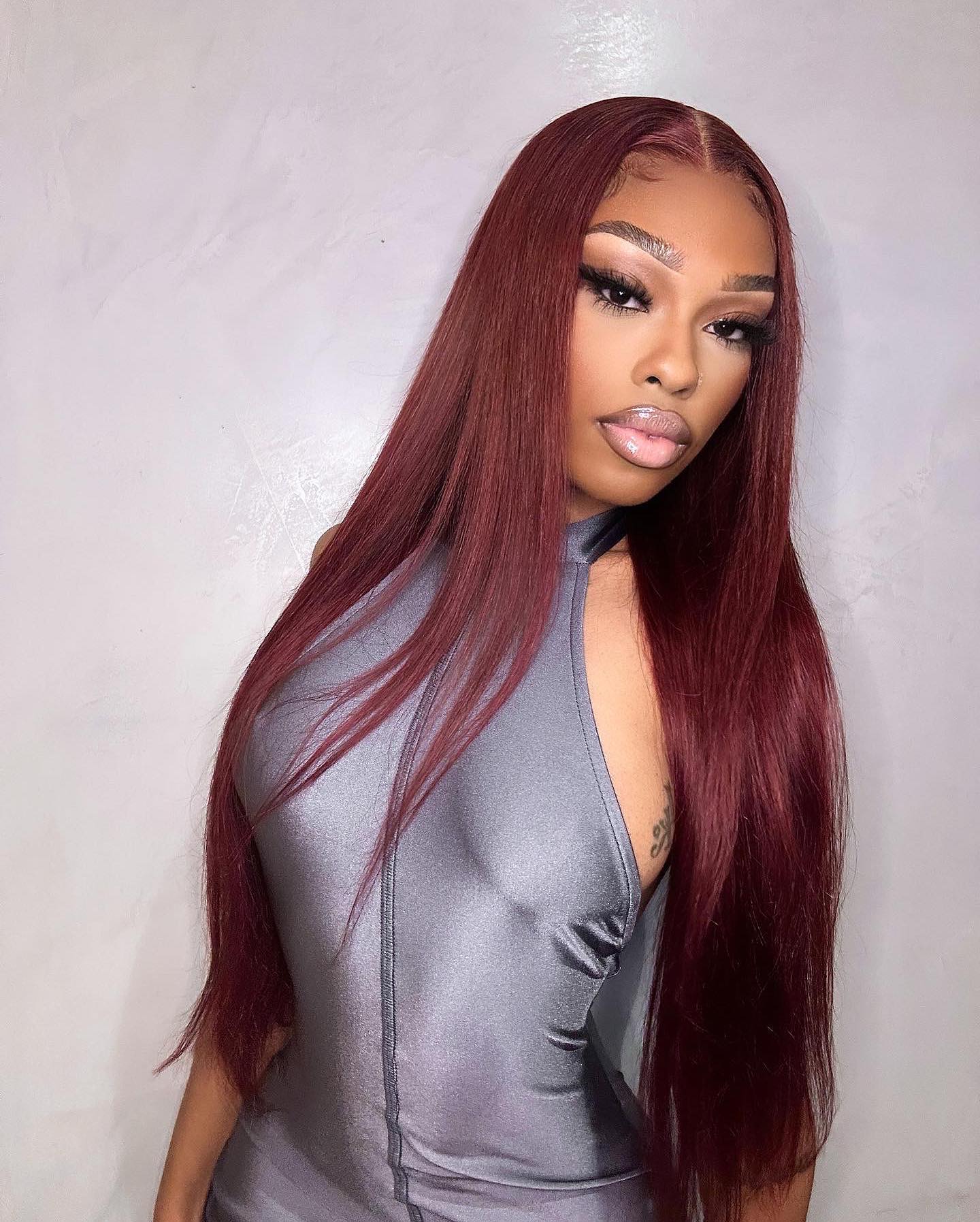 Simidola 99J Color 7x5 Lace Straight Hair Wear Go Glueless Wig Pre Plucked Natural Hairline