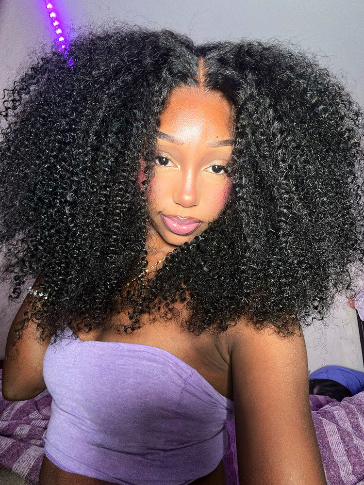 Simidola Pre-bleached 7x5 Pre-cut Pre-plucked Afro Curly Hair Glueless Wear Go Bob Wig With Drawstring