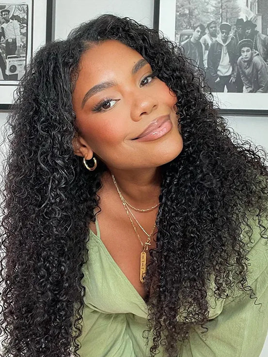 Simidola V Part Kinky Curly Beginner Friendly Human Hair Wig