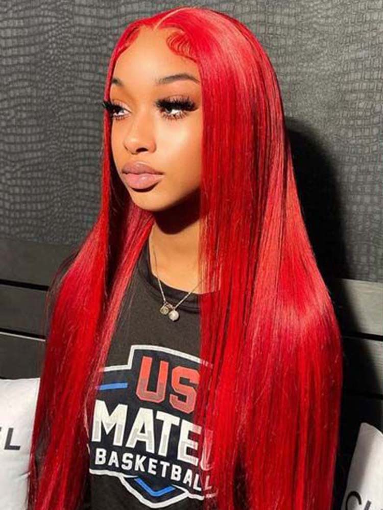 Simidola Red Color 4x4/13x4 Straight Hair Lace Front Wigs