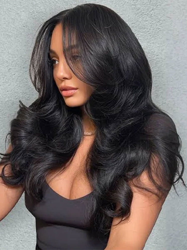Simidola Body Wave Layered Cut 9x6 T Part Lace Wear Go Wig Natural Black Deep Part Lace Glueless Wig