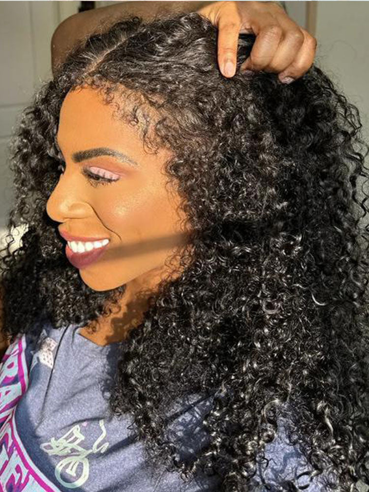 Limited Flash Sale |Type 4C Kinky Edges Human Hair Wigs Kinky Curly 13x4 Lace Frontal Wig With Realistic Hairline