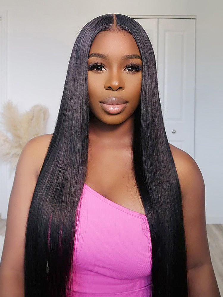 Simidola Pre-Bleached Knots 13x4 13x6 HD Lace Straight Human Hair Wear Go Glueless Wig With Elastic Drawstring