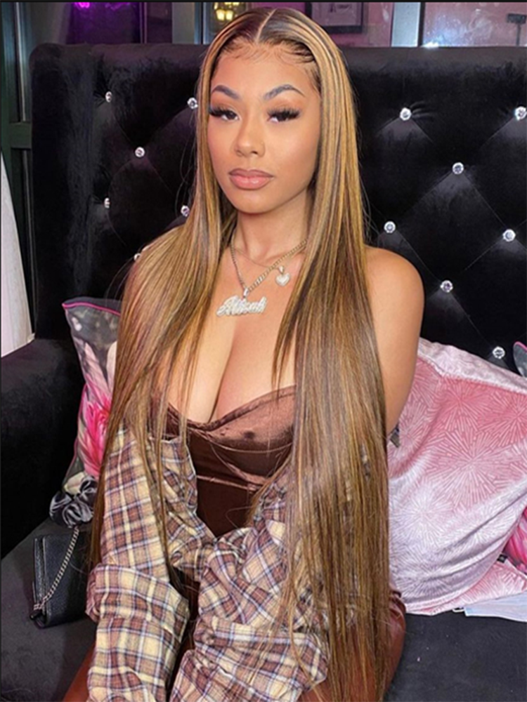 Simidola 4x4/13x4 Honey Blonde Highlight Straight Hair Lace Front Wig