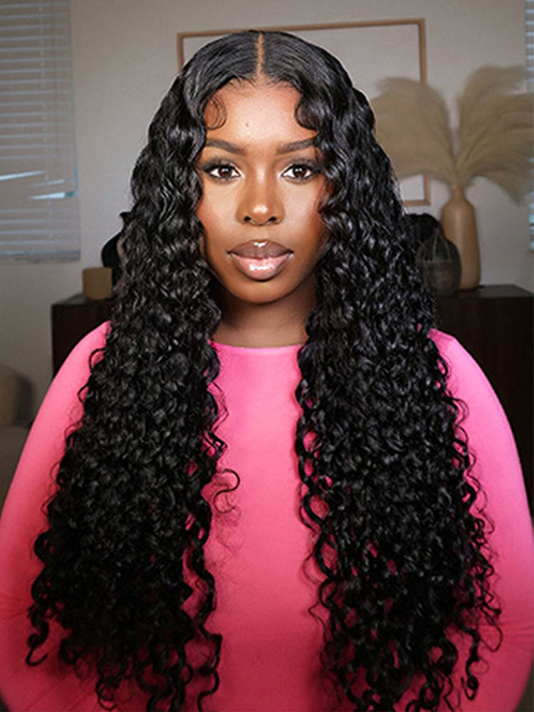 Simidola Pre-Bleached Knots Water Wave 13x4 13x6 HD Lace  Human Hair Wear Go Glueless Wig With Elastic Drawstring