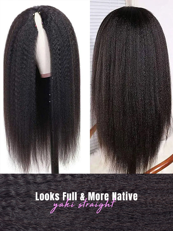 Simidola Beginner Friendly V Part Kinky Straight Human Hair Wig
