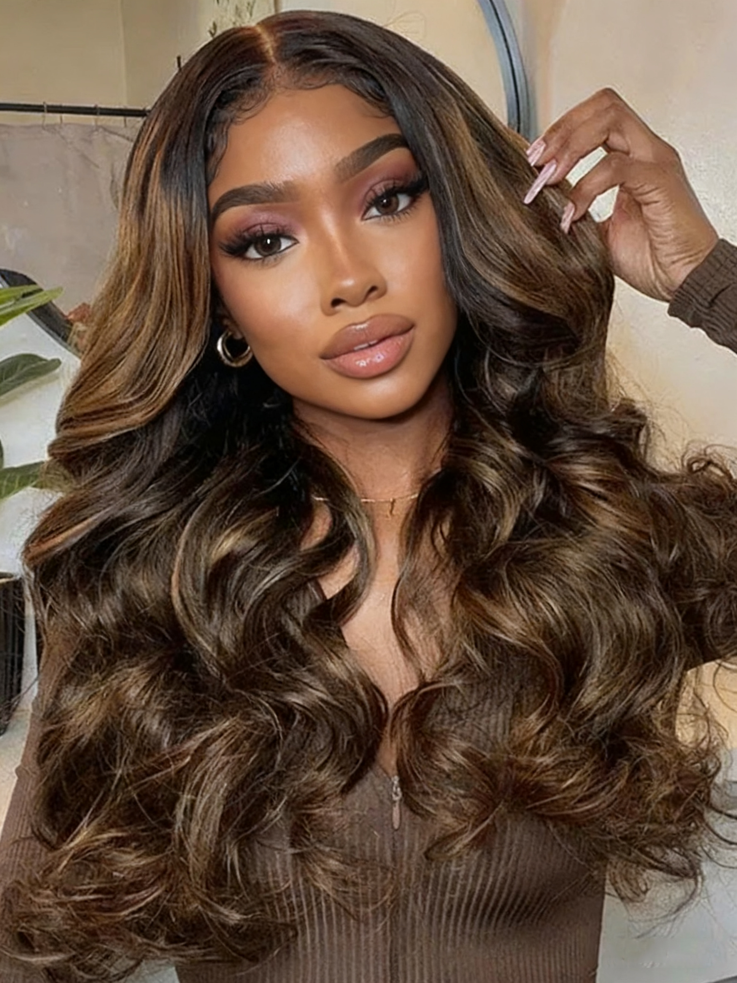 Simidola 13x4 13x6 Lace Highlight Balayage Color Body Wave Glueless Wear Go Wig With Elastic Drawstring