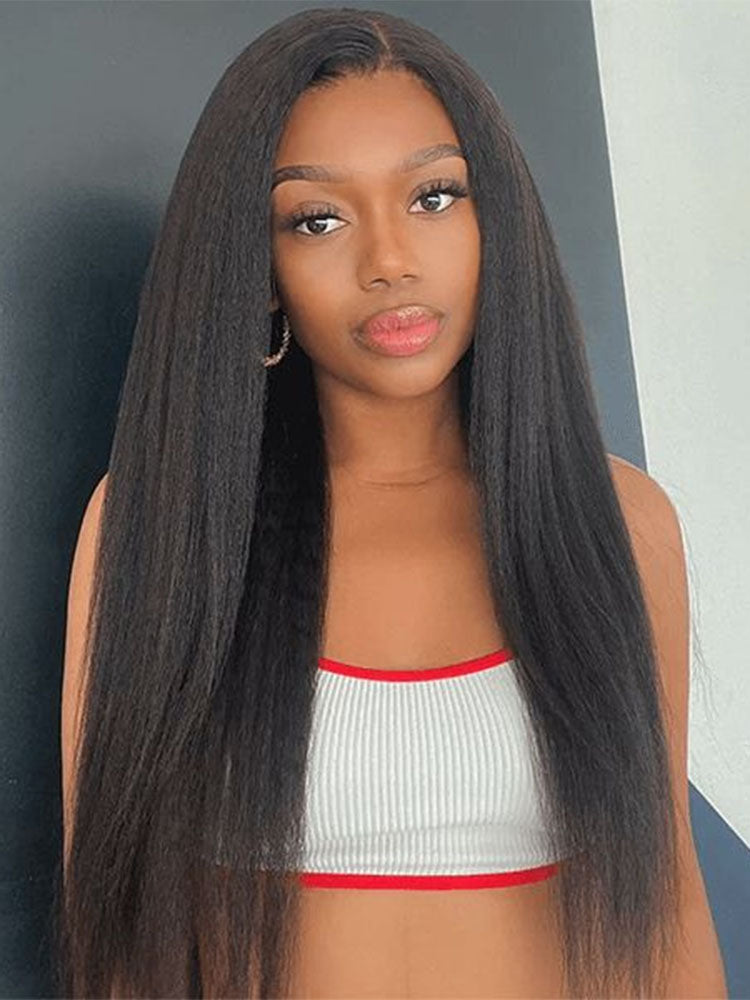 Simidola Pre-bleached 4x4 Pre-cut Pre-plucked Kinky Straight Wear Go Glueless Wig