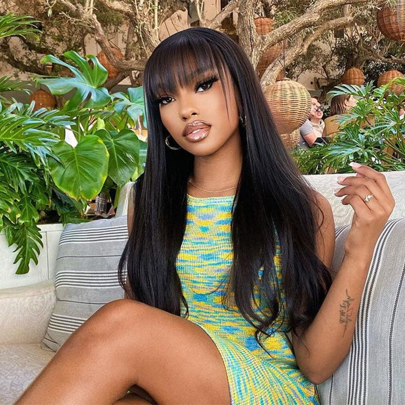Simidola Gorgeous 4x4 Lace Glueless 200% Straight Hair Wig With Curtain Bangs