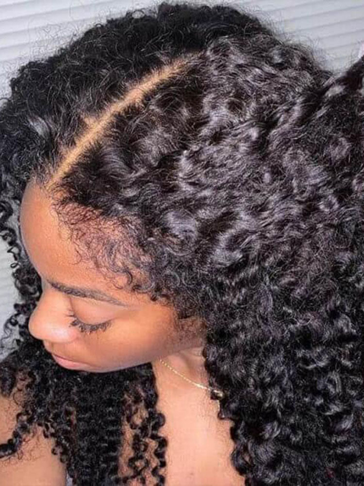 Buy 1 Get 1 Free| Type 4C Kinky Edges Kinky Curly 13x4 Lace Wig 200% Density & Free 14 inch Kinky Curly Half Wig