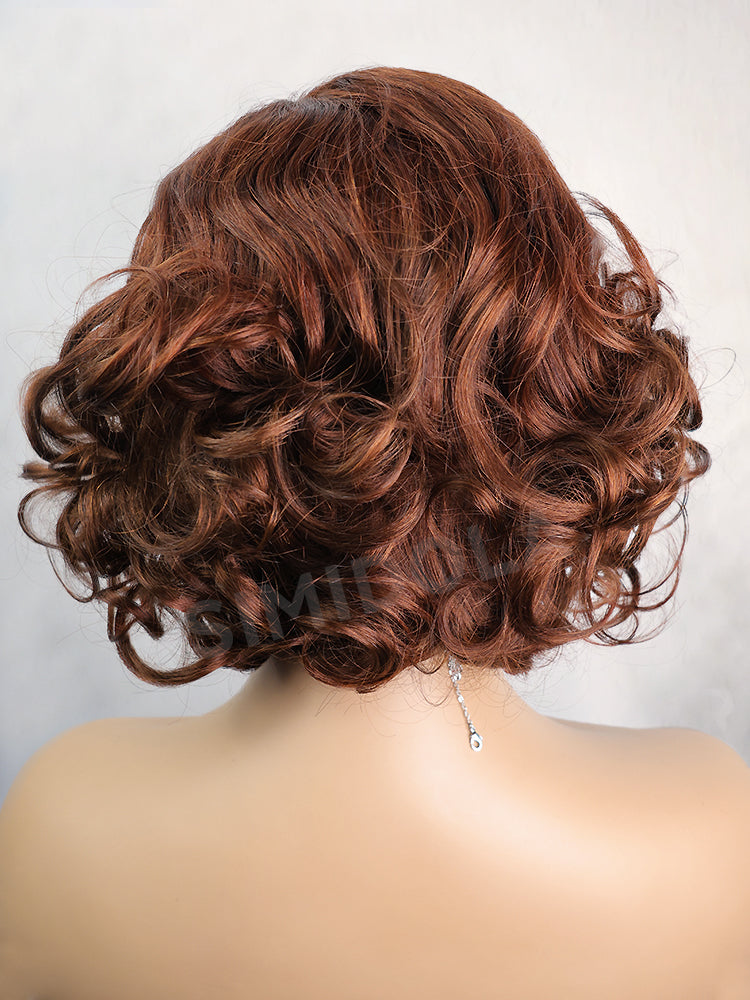 Pre-Sale| Brown Layered Fluffy Bob Wear Go Glueless Wig Pre Cut 7x5 Lace Closure Wig