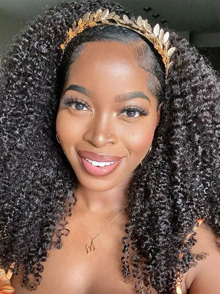 Simidola Kinky Curly Headband Wig Adjustable No Lace Wigs