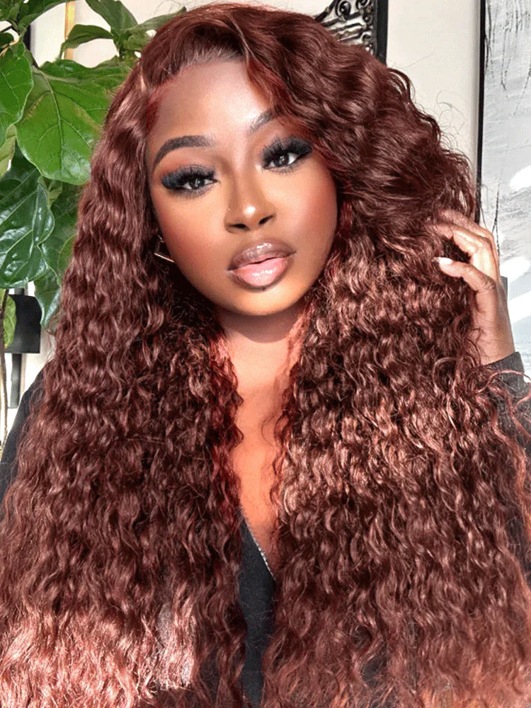Simidola Reddish Brown Color 7x5 Lace Deep Wave Wear Go Glueless Wig Pre Plucked Natural Hairline