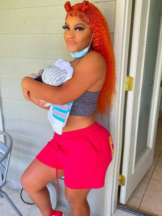 Simidola Pumpkin Orange Kinky Curly Lace Front Wig