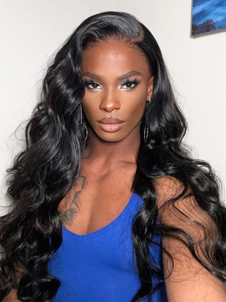 Simidola Glueless Body Wave 3 In 1 Half Wig Drawstring Band Wear Go Wig Invisible Hairline