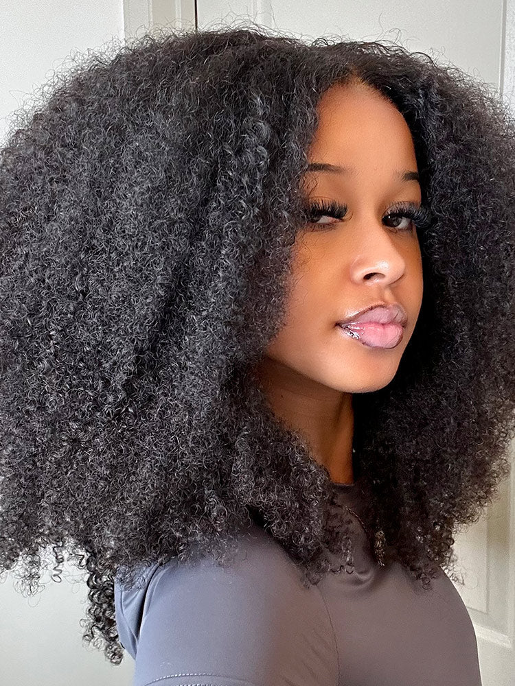 Simidola V Part Afro Curly No Leave Out Thin Part Glueless Wigs Beginner Friendly Human Hair Wig