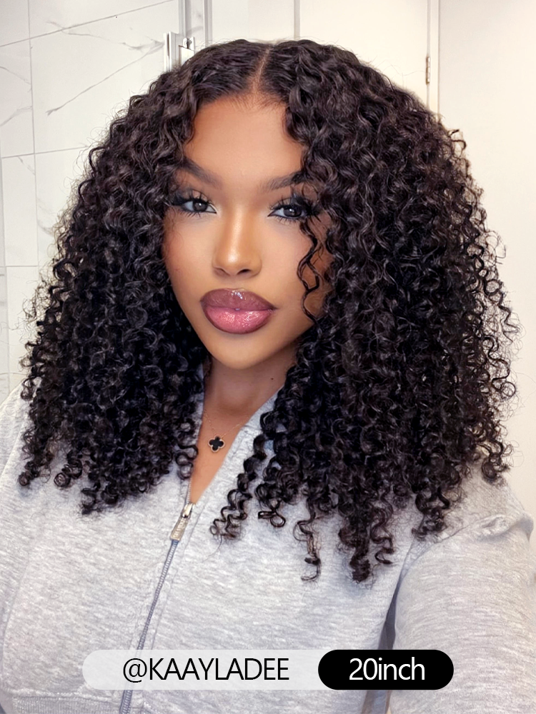 Simidola Pre-bleached 7x5 Pre-cut Pre-plucked Kinky Curly Hair Wear Go Glueless Wig With Drawstring