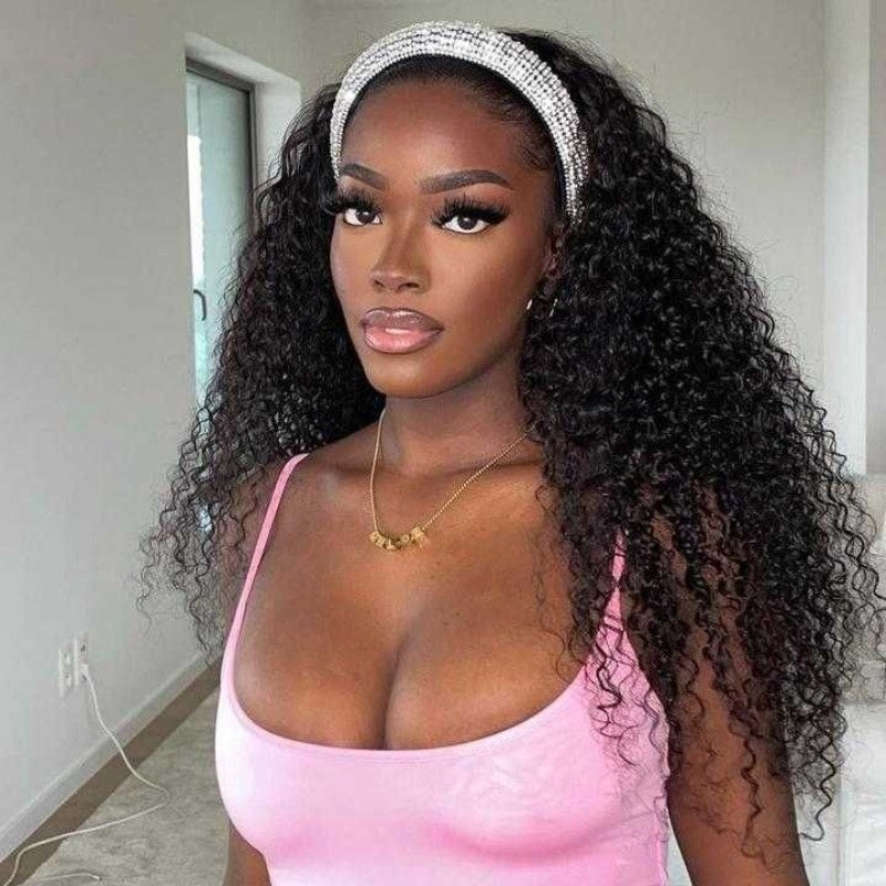 Simidola Kinky Curly Headband Wig Adjustable No Lace Wigs