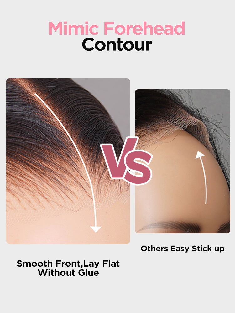 Layered Fluffy Blowout Style Bob Wear Go Glueless 4x6 Lace Closure Wig Yaki Straight HD Lace/ Brown Color Transparent Wig