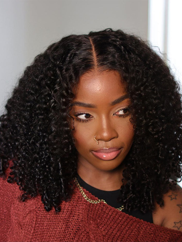 Pre-Bleached Knots|Wear & Go 4x6 HD Lace Kinky Curly Bob Wig