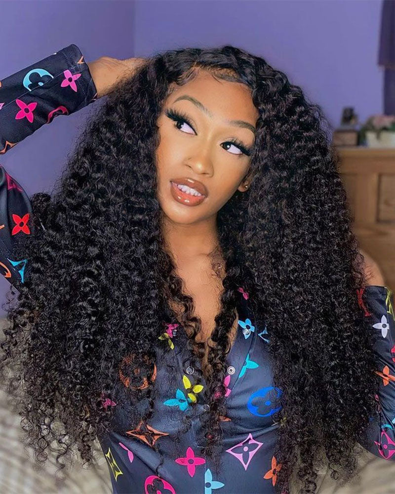 Simidola Pre-bleached 4x4 Pre-cut Pre-plucked Kinky Curly Wear Go Glueless Wig