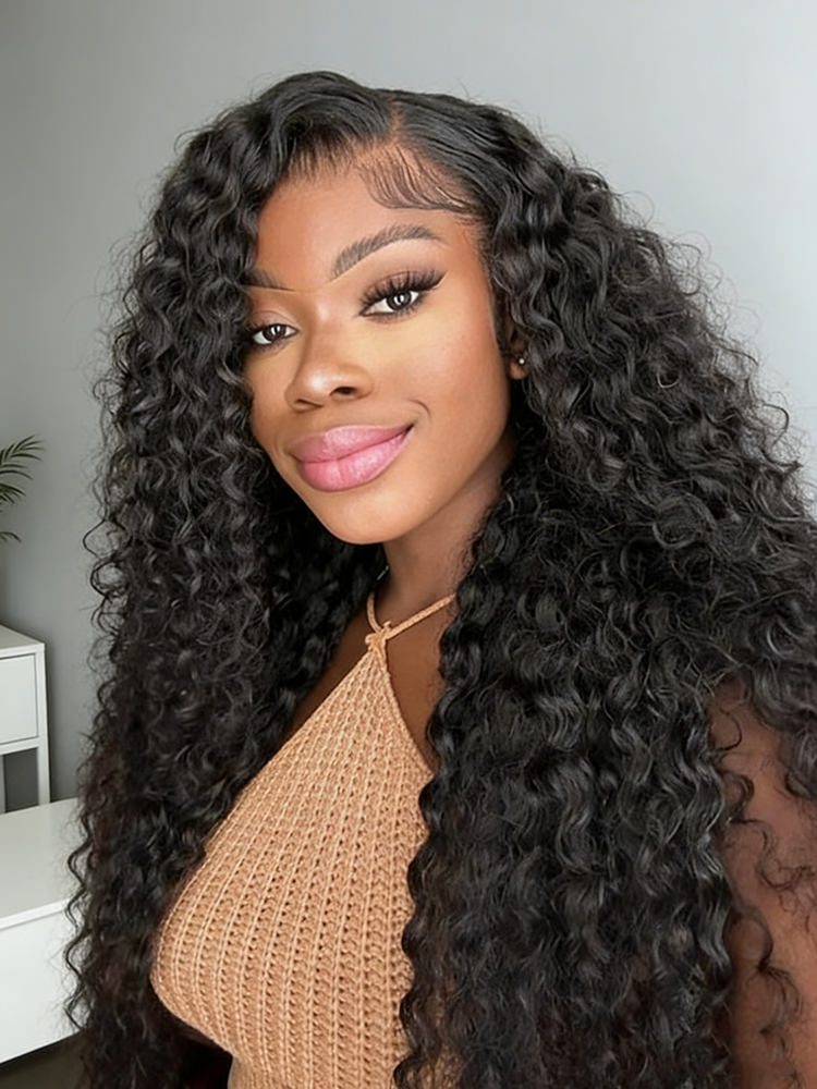 Simidola Pre-Bleached Knots Deep Wave 13x4 13x6 HD Lace Human Hair Wear Go Glueless Wig With Elastic Drawstring