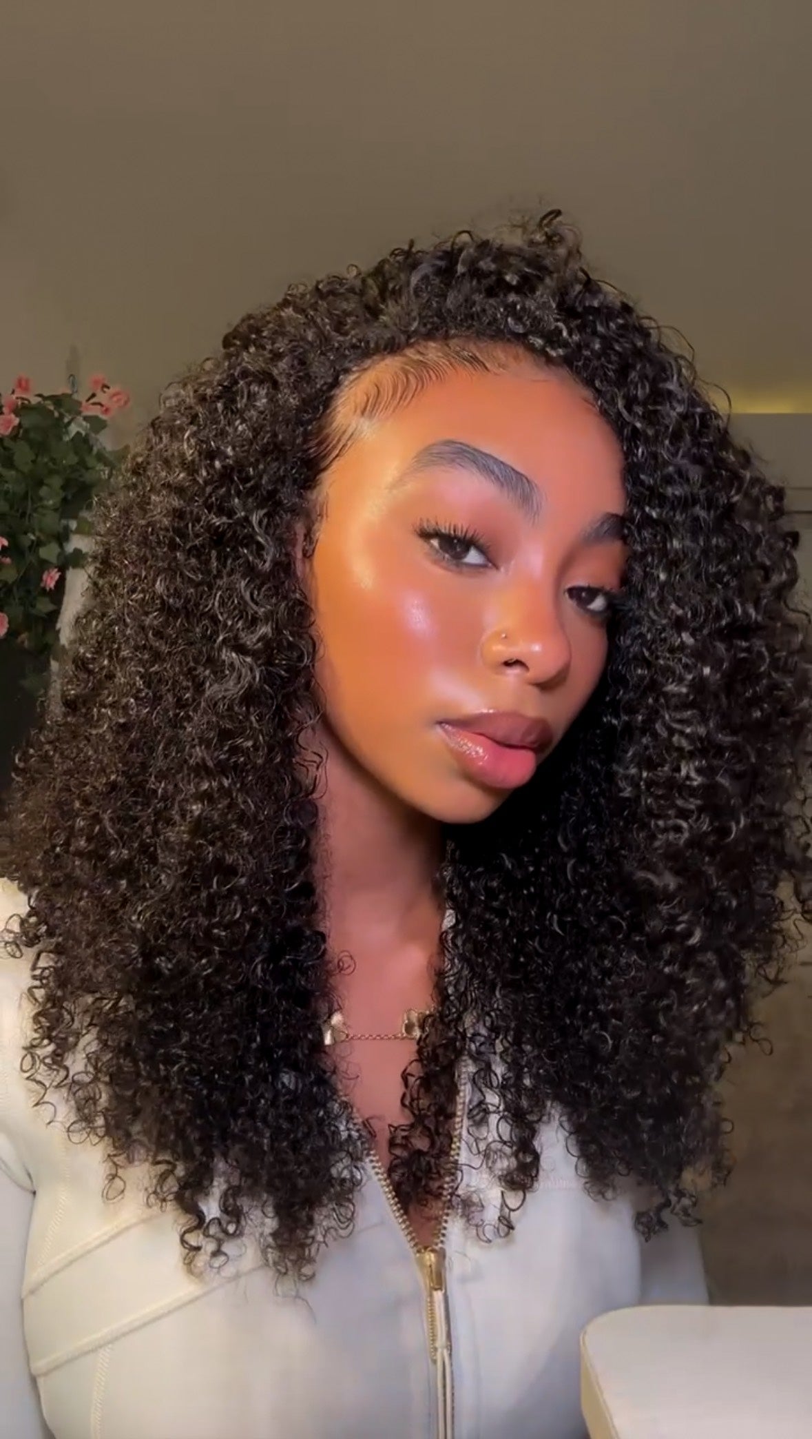 @.imchandiii Same 20inch Simidola Glueless Afro Curly 3 In 1 Half Wig Drawstring Band Wear Go Wig