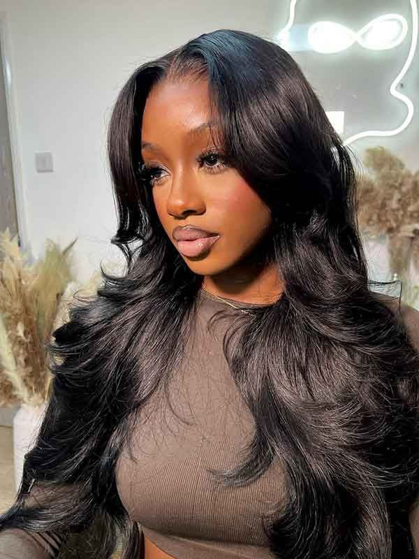 Face-Framing Layered Cut Body Wave Pre-Plucked Wear Go Wig 4x6 HD Lace Glueless Wig
