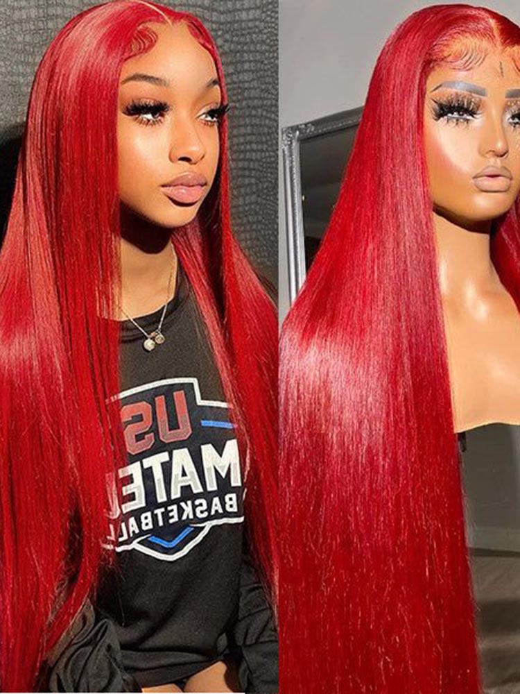 Simidola Red Color 4x4/13x4 Straight Hair Lace Front Wigs