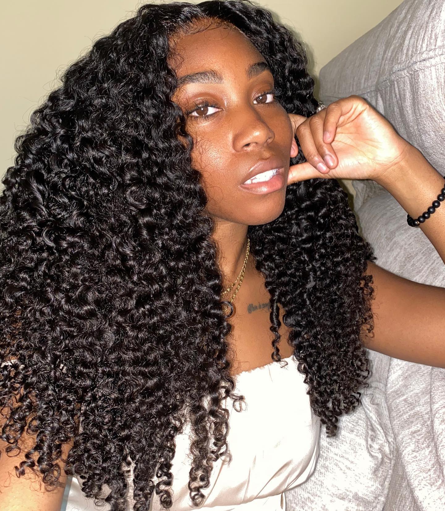 Simidola 4C Edges 13x6 | Type 4C Kinky Edges Human Hair Water Wave 13x6 Lace Frontal Wig With Realistic Hairline