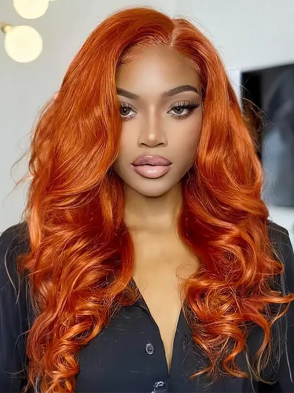 Simidola Pumpkin Orange Body Wave Lace Front Wig